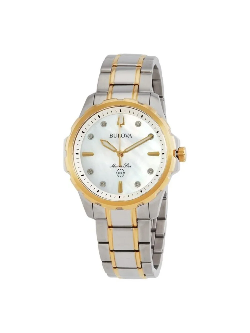NWT Bulova Marine Star Quartz Diamond Silver Dial Ladies Watch